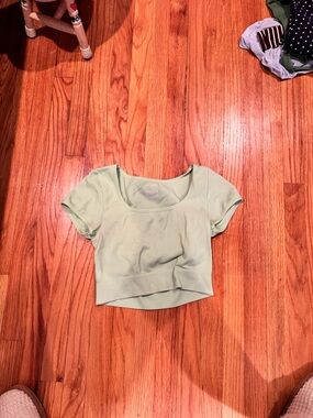 wild fable Mint Green Scoop Neck Ribbed Crop Top